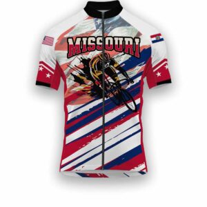 Missouri States Cycling Jersey, USA Flag Men Women Jersey Full Kit - Short Sleeve Cycling Jersey-White
