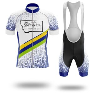 Montana Map Bike Jersey and Bib Shorts, Montana Map Cycling Jersey - Short Sleeve Cycling Jersey Kit-White