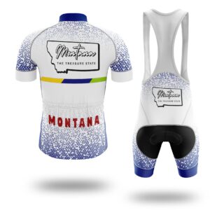 Montana Map Bike Jersey and Bib Shorts, Montana Map Cycling Jersey - Short Sleeve Cycling Jersey Kit-White