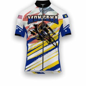 Montana States Cycling Jersey, USA Flag Men Women Jersey Full Kit - Short Sleeve Cycling Jersey-White