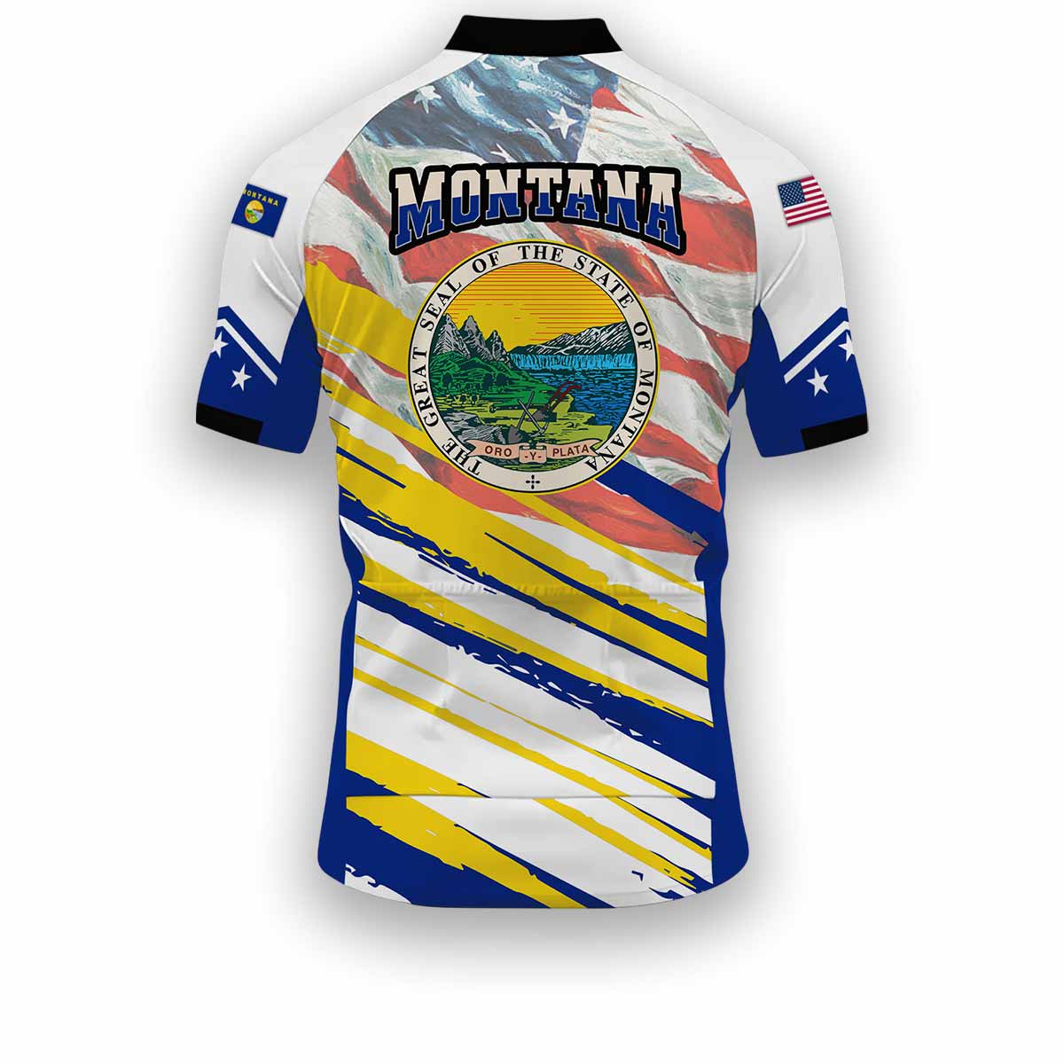 Montana States Cycling Jersey, USA Flag Men Women Jersey Full Kit - Short Sleeve Cycling Jersey-White