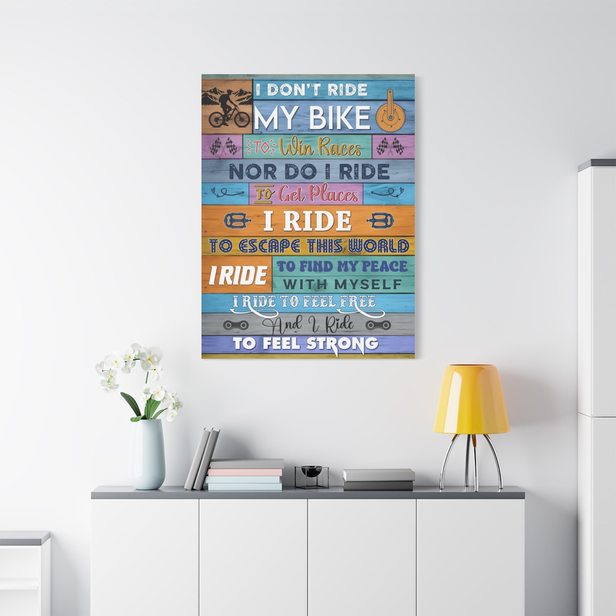 Mountain Bike Canvas - I Don't Ride My Bike To Win Race Canvas, Canvas Gift For Cyclist