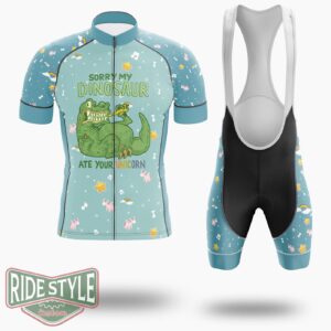 My Dinosaur Ate Your Unicorn Cycling Jersey Kit, Bicycle Clothing - Short Sleeve Cycling Jersey Kit-White