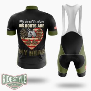 My Heart Is Where His Boots Are, My Son My Soldier My Hero Memorial Day Cycling Jersey Kit - Short Sleeve Cycling Jersey Kit-White
