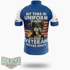 My Time In Uniform Is Over But Being A Veteran Never Ends Cycling Jersey - Short Sleeve Cycling Jersey-White