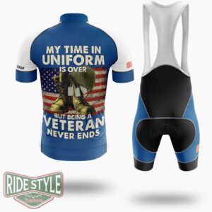 My Time In Uniform Is Over But Being A Veteran Never Ends Cycling Jersey - Short Sleeve Cycling Jersey Kit-White