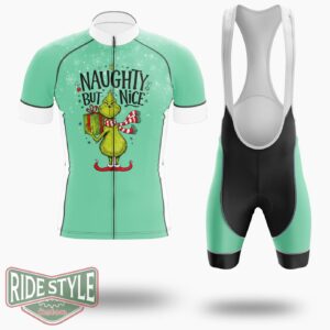 Naughty But Nice Grinch Christmas Cycling Jersey Kit - Short Sleeve Cycling Jersey Kit-White