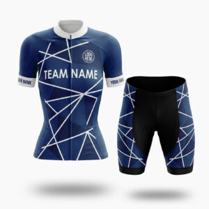 Navy Women's Cycling Jersey Custom Team Name and Personalized Name Bike Jersey - Short Sleeve Cycling Jersey Kit-White