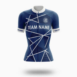 Navy Women's Cycling Jersey Custom Team Name and Personalized Name Bike Jersey - Women Short Sleeve Cycling Jersey-White