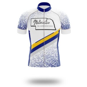Nebraska Cycling Jersey Comfortable Short Sleeve Set, Nebraska Map Cycling Jersey - Short Sleeve Cycling Jersey-White
