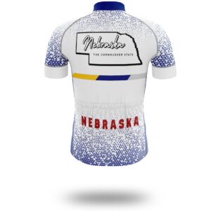 Nebraska Cycling Jersey Comfortable Short Sleeve Set, Nebraska Map Cycling Jersey - Short Sleeve Cycling Jersey-White