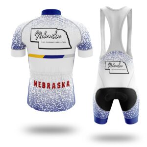 Nebraska Cycling Jersey Comfortable Short Sleeve Set, Nebraska Map Cycling Jersey - Short Sleeve Cycling Jersey Kit-White