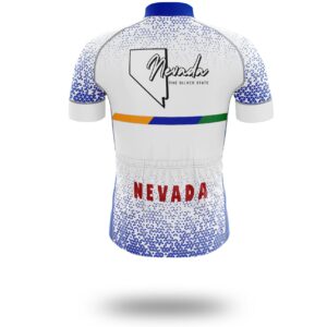 Nevada Map Cycling Jersey and Bib Shorts, Nevada Map Cycling Jersey - Short Sleeve Cycling Jersey-White