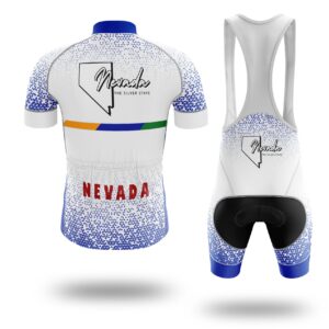 Nevada Map Cycling Jersey and Bib Shorts, Nevada Map Cycling Jersey - Short Sleeve Cycling Jersey Kit-White