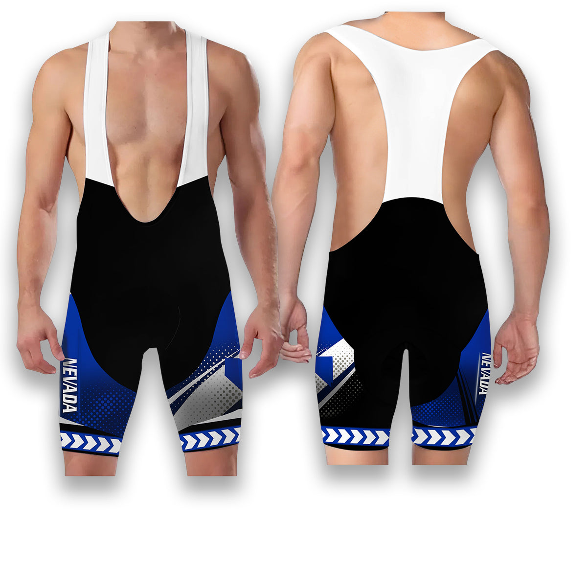 Nevada States Cycling Jersey, Maps Haftone Vintage Pattern Men Women Jersey Full Kit - Bib Shorts-White