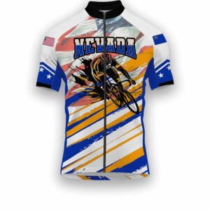 Nevada States Cycling Jersey, USA Flag Men Women Jersey Full Kit - Short Sleeve Cycling Jersey-White