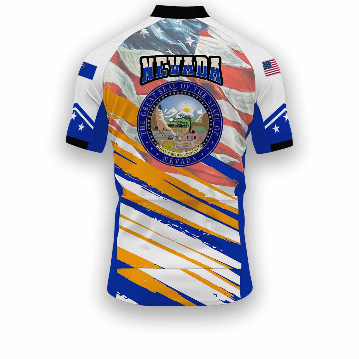 Nevada States Cycling Jersey, USA Flag Men Women Jersey Full Kit - Short Sleeve Cycling Jersey-White