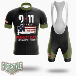 Never Forget Sept 11 Anniversary Patriot Memorial Day Cycling Jersey Kit - Short Sleeve Cycling Jersey Kit-White