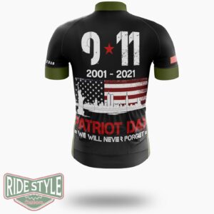 Never Forget Sept 11 Anniversary Patriot Memorial Day Cycling Jersey Kit - Short Sleeve Cycling Jersey-White
