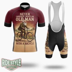 Never Underesimate An Old Man With A Bicycle Cycling Jersey Kit - Short Sleeve Cycling Jersey Kit-White