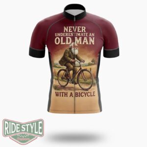 Never Underesimate An Old Man With A Bicycle Cycling Jersey Kit - Short Sleeve Cycling Jersey-White