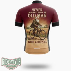 Never Underesimate An Old Man With A Bicycle Cycling Jersey Kit - Short Sleeve Cycling Jersey-White