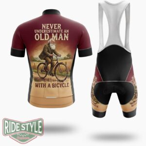 Never Underesimate An Old Man With A Bicycle Cycling Jersey Kit - Short Sleeve Cycling Jersey Kit-White