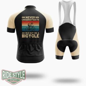 Never Underestimate An Old Guy On A Bicycle Cycling Jersey Kit - Short Sleeve Cycling Jersey Kit-White