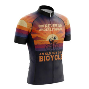 Never Underestimate An Old Guy On A Bicycle Men's Bike Cycling Jersey - Short Sleeve Cycling Jersey-White