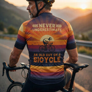 Never Underestimate An Old Guy On A Bicycle Men's Bike Cycling Jersey - Short Sleeve Cycling Jersey-White
