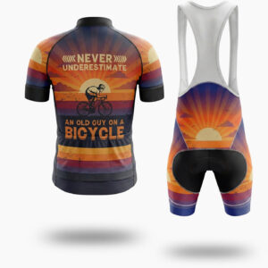 Never Underestimate An Old Guy On A Bicycle Men's Bike Cycling Jersey - Short Sleeve Cycling Jersey Kit-White