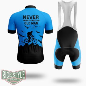 Never Underestimate An Old Man Cycling Jersey Kit - Short Sleeve Cycling Jersey Kit-White