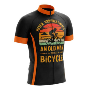 Never Underestimate An Old Man With A Bicycle Men's Cycling Jersey - Short Sleeve Cycling Jersey-White