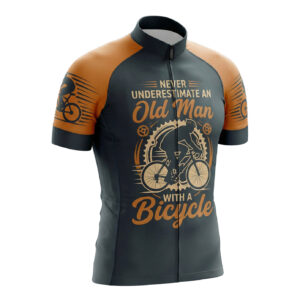 Never Underestimate An Old Man With A Bicycle Men's Cycling Jersey - Short Sleeve Cycling Jersey-White