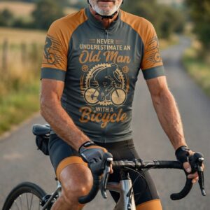 Never Underestimate An Old Man With A Bicycle Men's Cycling Jersey - Short Sleeve Cycling Jersey-White