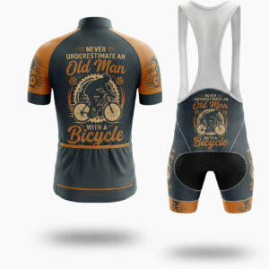 Never Underestimate An Old Man With A Bicycle Men's Cycling Jersey - Short Sleeve Cycling Jersey Kit-White