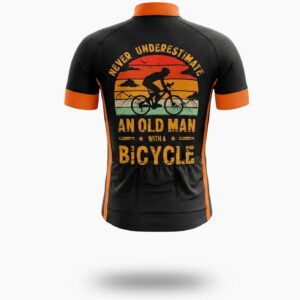 Never Underestimate An Old Man With A Bicycle Men's Cycling Jersey - Short Sleeve Cycling Jersey-White
