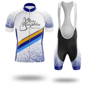 New Hampshire Cycling Jersey and Bib Shorts, New Hampshire Map Cycling Jersey Comfortable - Short Sleeve Cycling Jersey Kit-White