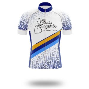 New Hampshire Cycling Jersey and Bib Shorts, New Hampshire Map Cycling Jersey Comfortable - Short Sleeve Cycling Jersey-White