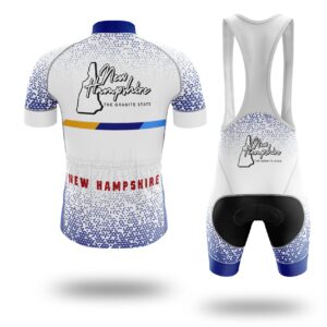 New Hampshire Cycling Jersey and Bib Shorts, New Hampshire Map Cycling Jersey Comfortable - Short Sleeve Cycling Jersey Kit-White