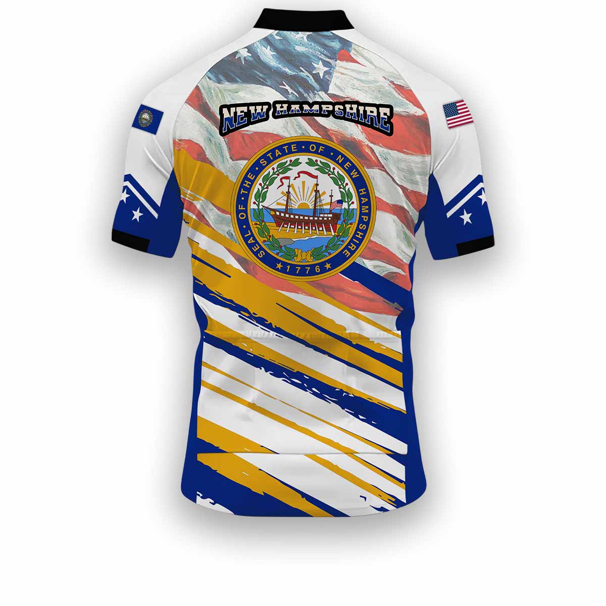 New Hampshire States Cycling Jersey, USA Flag Men Women Jersey Full Kit - Short Sleeve Cycling Jersey-White