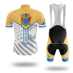 New Jersey State Flag Cycling Kit, Cycling Custom Name Jersey - Short Sleeve Cycling Jersey Kit-White