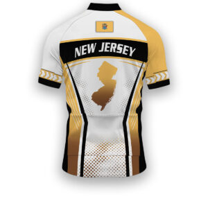 New Jersey States Cycling Jersey, Maps Haftone Vintage Pattern Men Women Jersey Full Kit - Short Sleeve Cycling Jersey-White