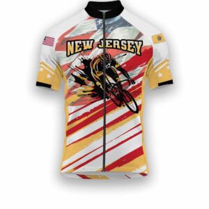 New Jersey States Cycling Jersey, USA Flag Men Women Jersey Full Kit - Short Sleeve Cycling Jersey-White
