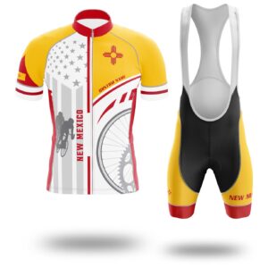 New Mexico State Flag Cycling Kit, Cycling Custom Name Jersey - Short Sleeve Cycling Jersey Kit-White
