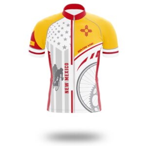 New Mexico State Flag Cycling Kit, Cycling Custom Name Jersey - Short Sleeve Cycling Jersey-White