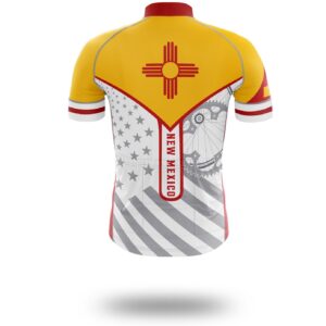 New Mexico State Flag Cycling Kit, Cycling Custom Name Jersey - Short Sleeve Cycling Jersey-White
