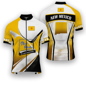 New Mexico States Cycling Jersey, Maps Haftone Vintage Pattern Men Women Jersey Full Kit - Short Sleeve Cycling Jersey-White