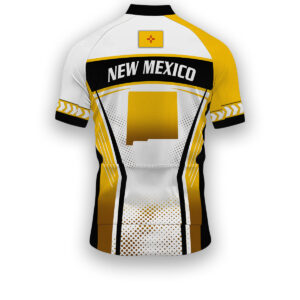 New Mexico States Cycling Jersey, Maps Haftone Vintage Pattern Men Women Jersey Full Kit - Short Sleeve Cycling Jersey-White