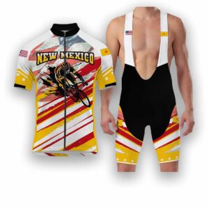 New Mexico States Cycling Jersey, USA Flag Men Women Jersey Full Kit - Short Sleeve Cycling Jersey Kit-White